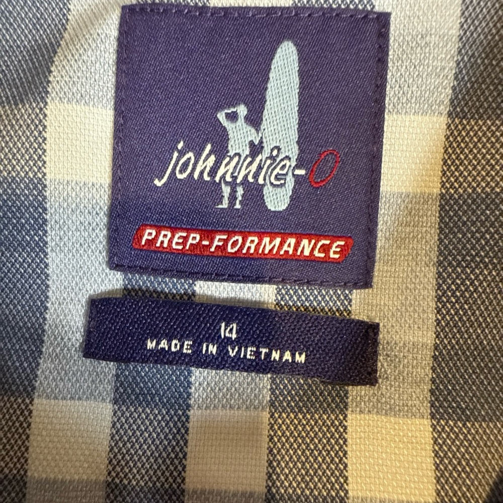 johnnie-O Blue and White Plaid Button Down Shirt - Picture 5 of 8